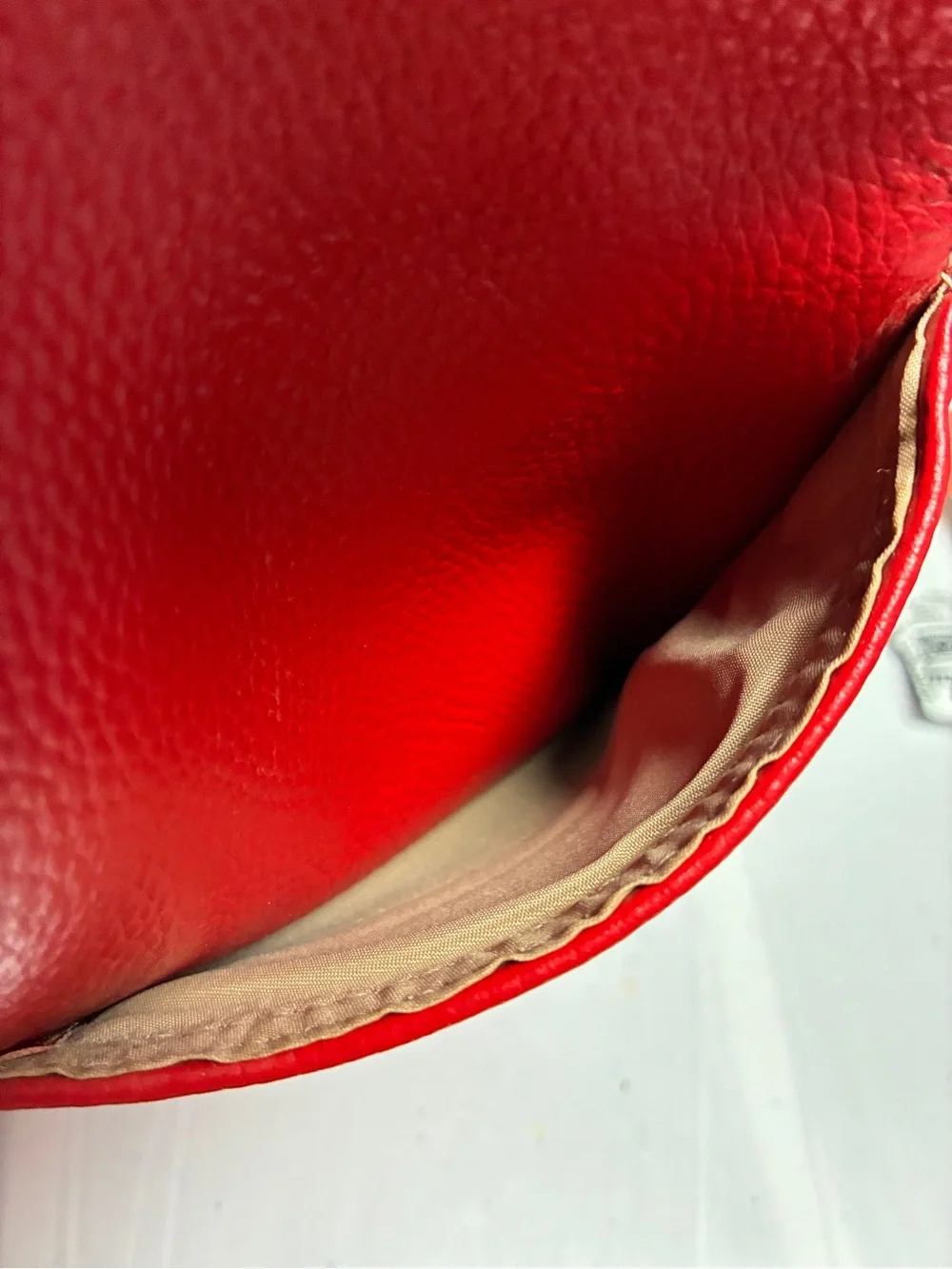 LAGGO Andrea Pebbled Leather Hobo Shoulder Bag Red Tassel Front Pockets Large